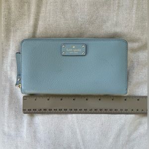 Kate Spade Neda Grove Street Zip Around Wallet Dusty Blue Leather